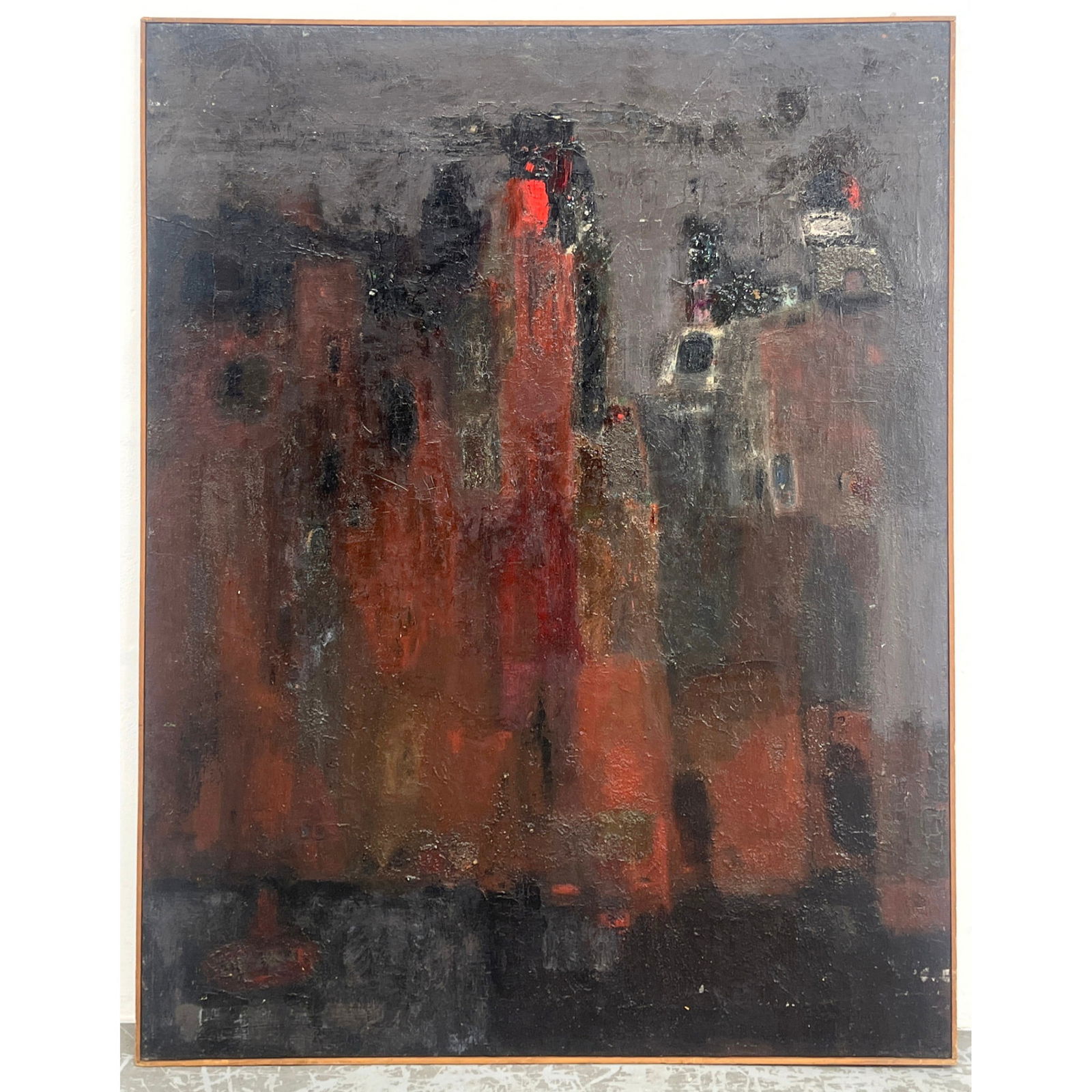 NORMAN RUBINGTON Oil Painting. Abstract Modernist. "Moody Port" Washington Irving Gallery Label to r (1 of 10)