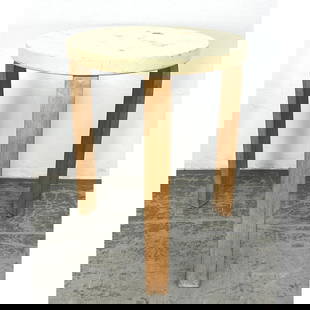 Vintage Alvar Aalto Stool Side Table: Vintage Alvar Aalto Stool Side Table Dimensions: Height: 17.25 inches, Width: 14.5 inches, Depth: 14.5 inches. --- - We offer curbside delivery for most items to NYC, Manhattan, Close Brooklyn, Hoboke