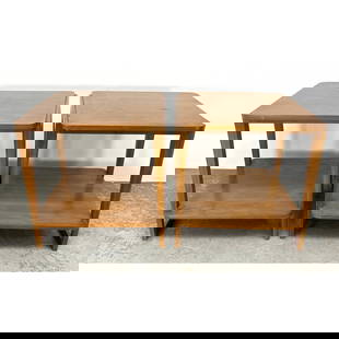 Pair Art Deco Style Side Tables.: Pair Art Deco Style Side Tables. Dimensions: Height: 25 inches, Width: 24 inches, Depth: 24 inches. --- - We offer curbside delivery for most items to NYC, Manhattan, Close Brooklyn, Hoboken about a w