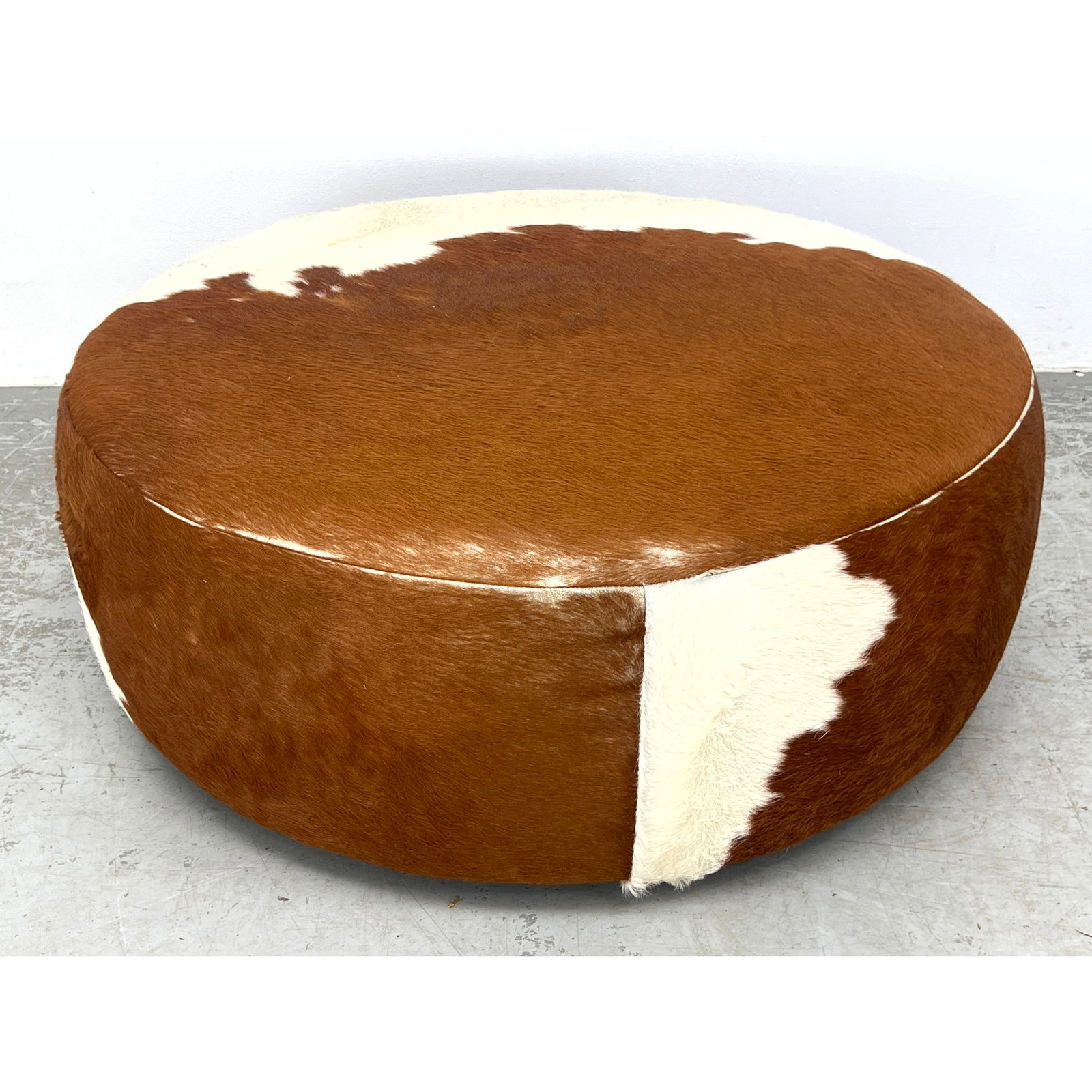 ROOM and BOARD Animal Hide Oversized Ottoman, Foot Stool. Label (1 of 9)