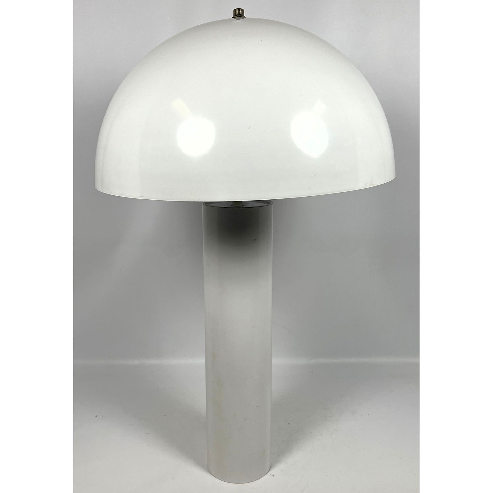 Tall White Enameled Metal Mushroom Modernist Lamp. (1 of 15)
