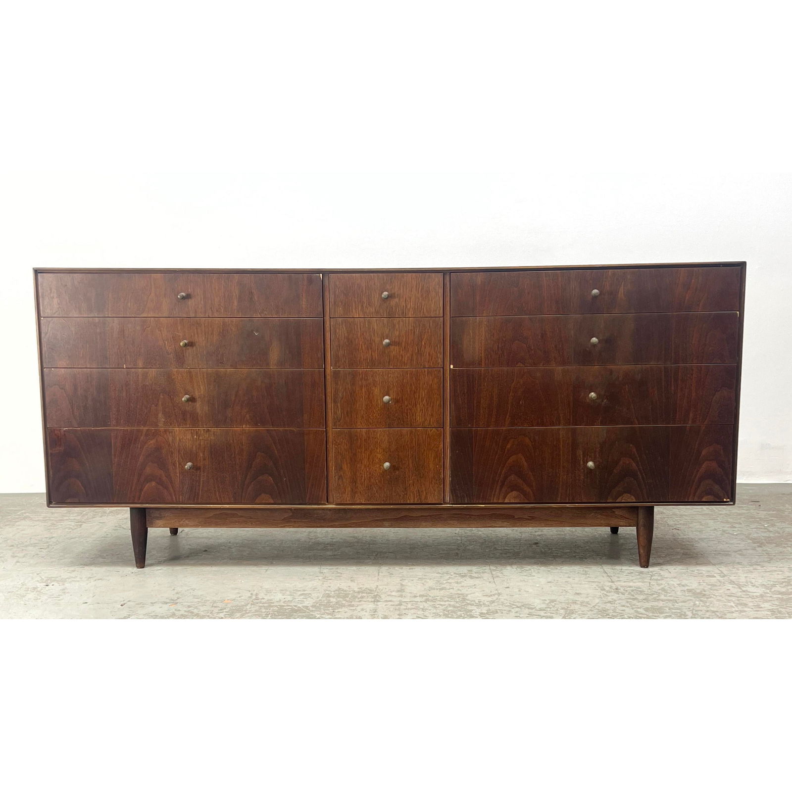 American Modern Walnut Long Dresser Chest. 12 Drawer. (1 of 12)