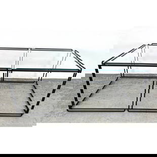 70s Mid Century Modern Max Sauze Isocele Wrought Iron Glass Coffee Table: 70s Mid Century Modern Max Sauze Isocele Wrought Iron Glass Coffee Table Dimensions: Height: 15 inches, Width: 36 inches, Depth: 22 inches. --- - We offer curbside delivery for most items to NYC, Manh