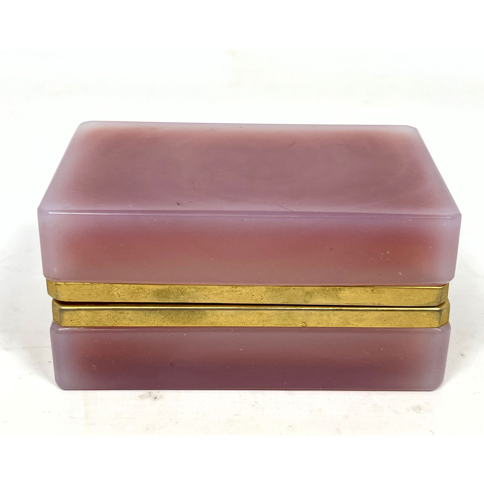 Antique French pink opaline hinged box. Gilt Metal Trim and Hinge. (1 of 8)