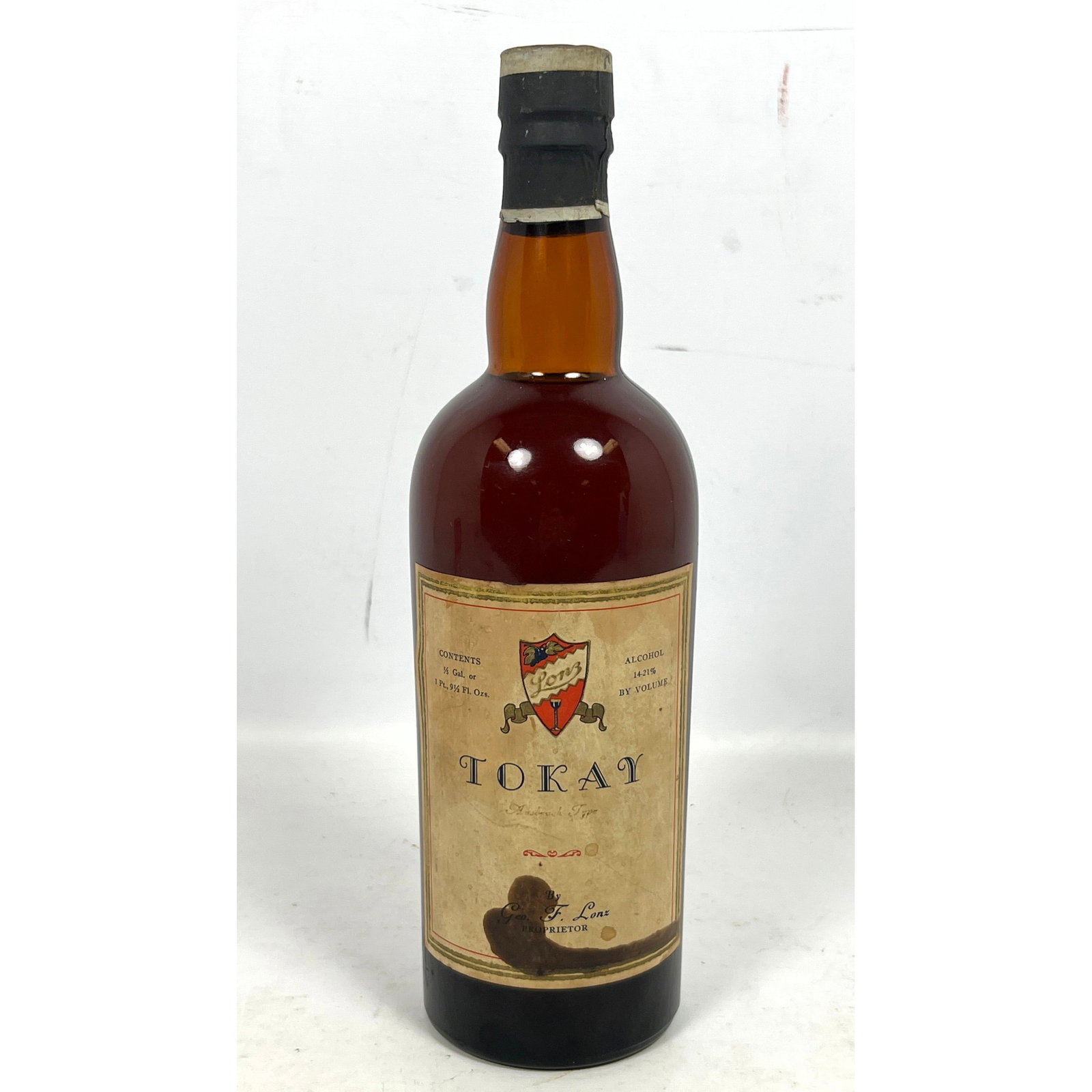 Geo F Lonz TOKAY Wine Bottle Unopened. Middle Bass Ohio.: Geo F Lonz TOKAY Wine Bottle Unopened. Middle Bass Ohio. Dimensions: Height: 11 inches, Width: 3.5 inches, Depth: 3.5 inches. --- - We offer curbside delivery for most items to NYC, Manhattan, Close B