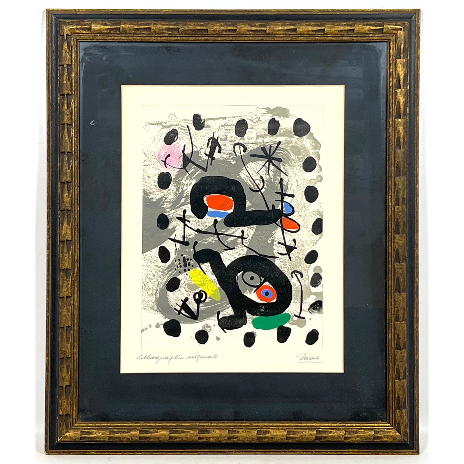 JOAN MIRO "Lithographie Originale" Lithograph. Paper label on reverse: Galeries R. G. Michel. (1 of 10)