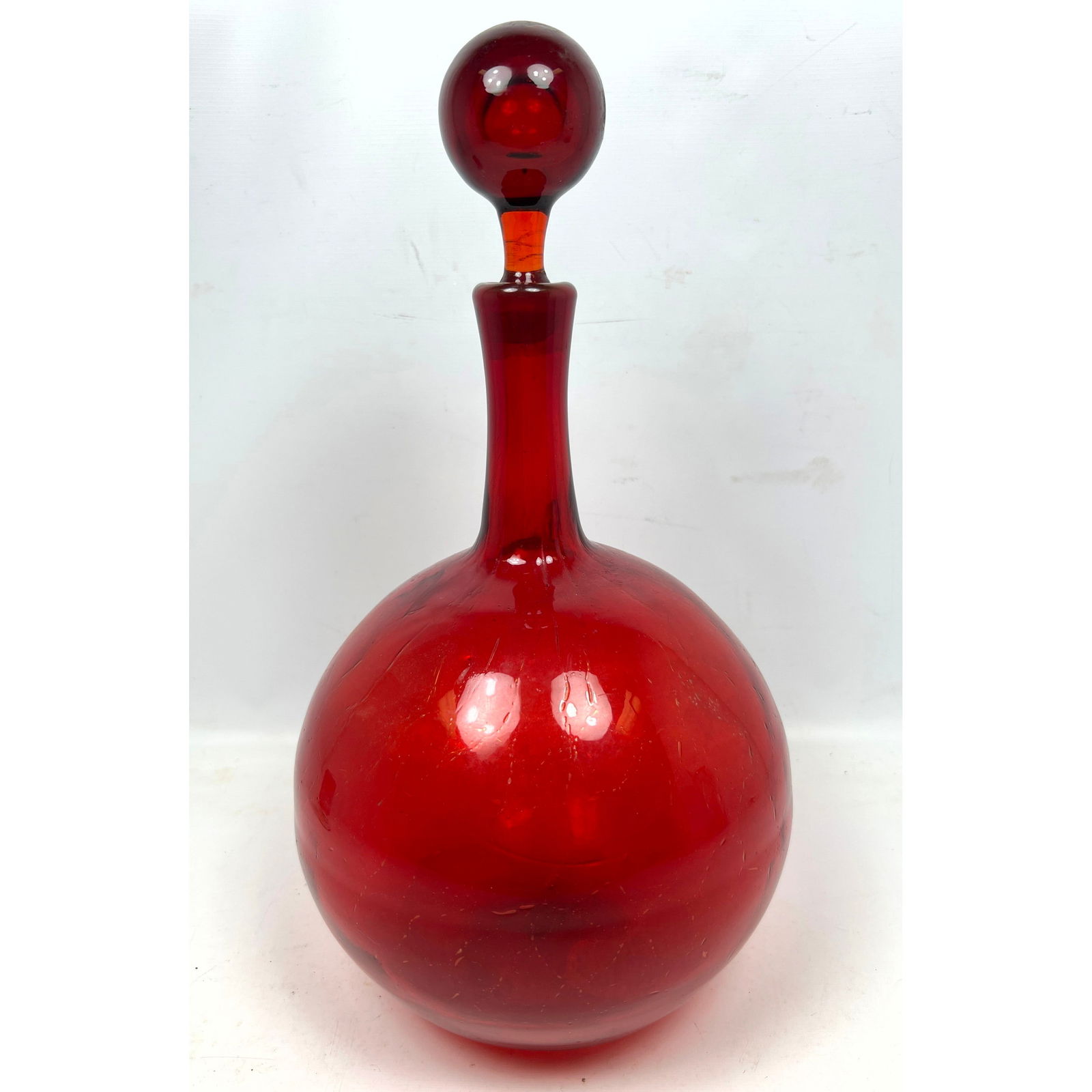 Mid Century Blenko Glass Ruby Red Stoppered Bottle (1 of 11)