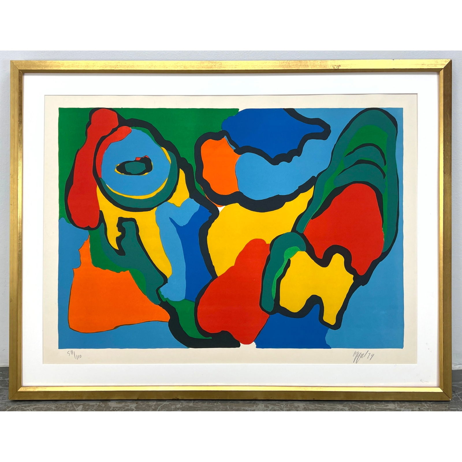 KAREL APPEL '74 Modernist Colored Lithograph. SANDE WEBSTER GALLERY Label. Sunshine People Series. # (1 of 10)