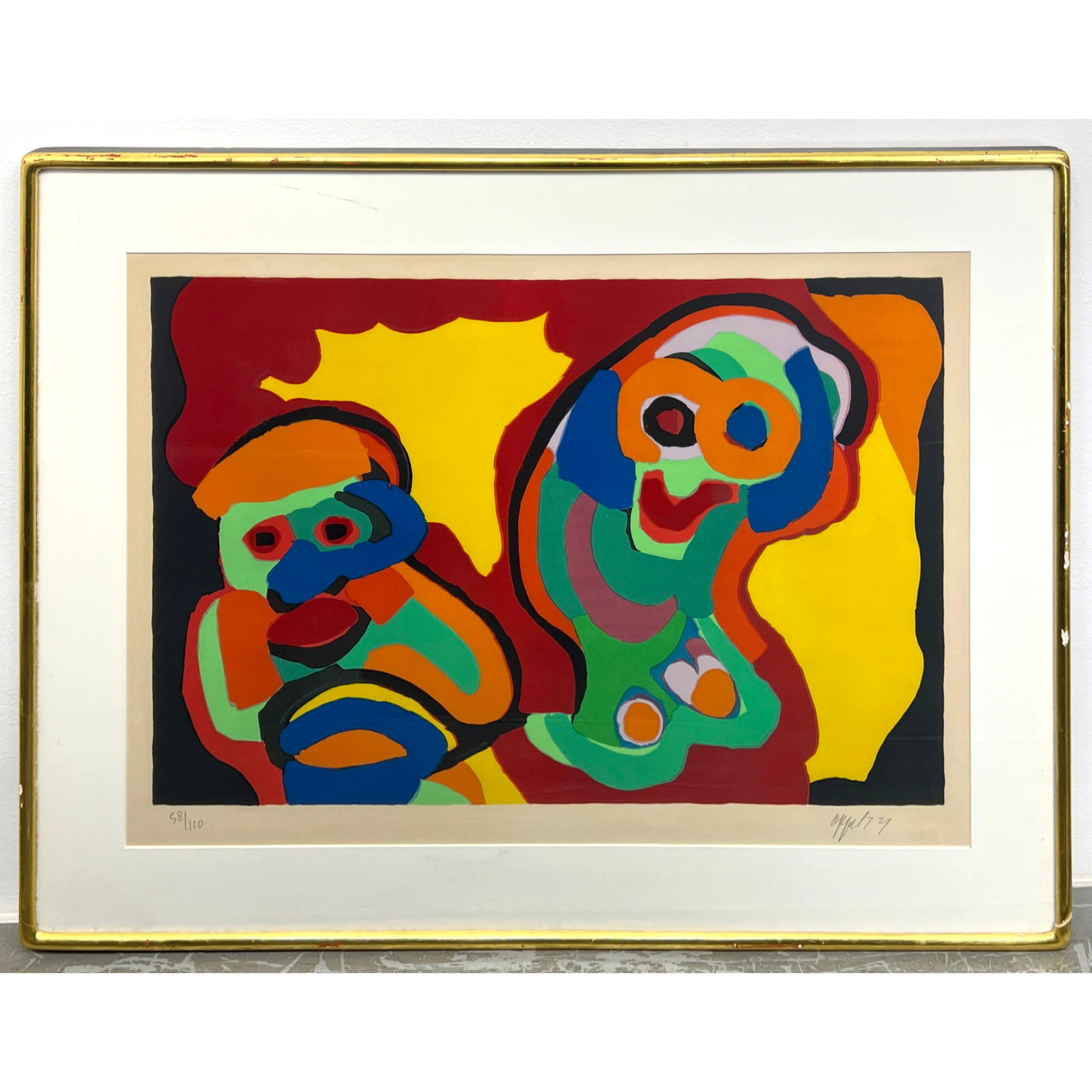 KAREL APPEL '74 Modernist Colored Lithograph #2. SANDE WEBSTER GALLERY Label. Sunshine People Series (1 of 11)
