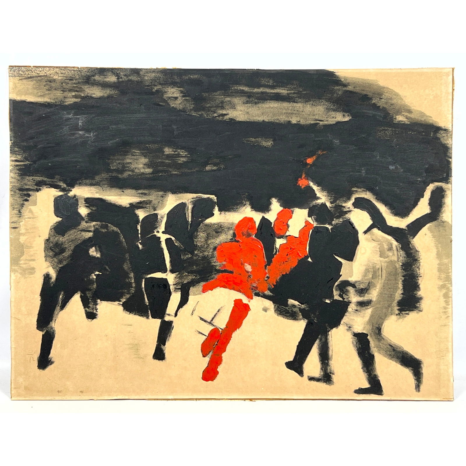 Abstract Modern Painting on Paper. Laid on board. Unframed. (1 of 12)