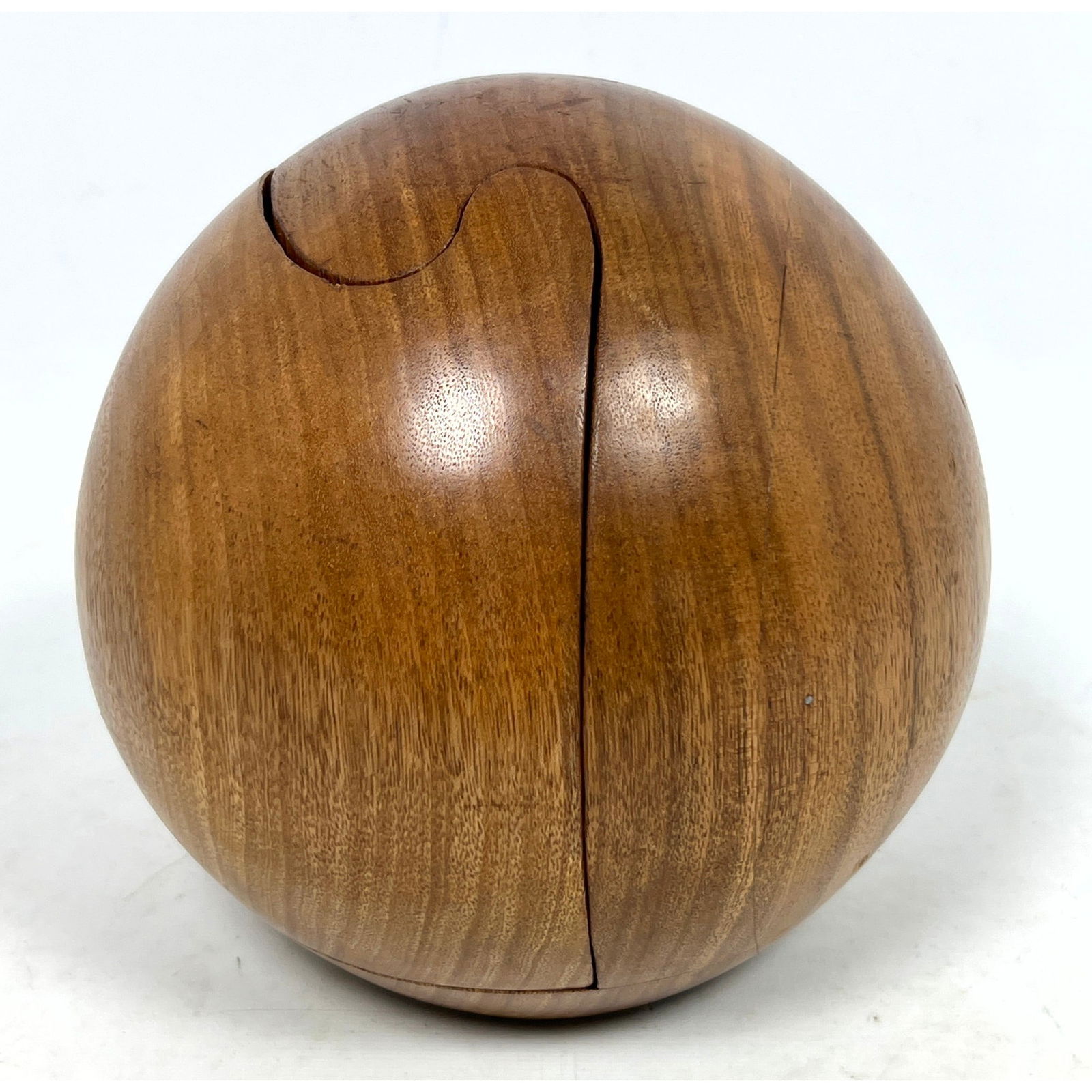 Artisan Turned Wood Sphere Puzzle Jewelry Box. Ball elements come apart to reveal two hidden interna (1 of 8)