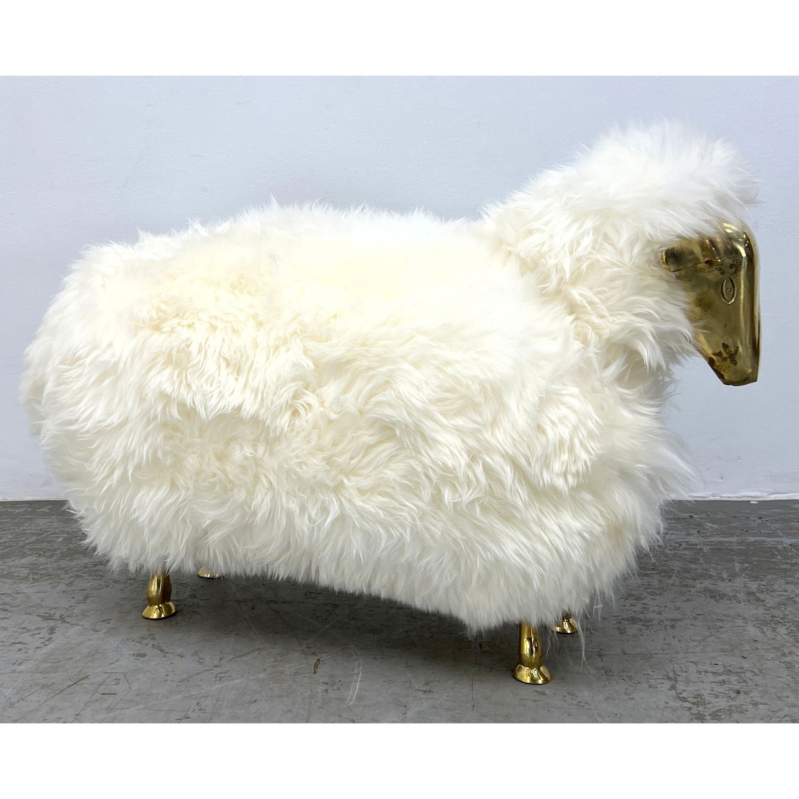Francois-Xavier Lalanne Style Sheep Sculpture. Fur With Brass Head And Legs (1 of 8)