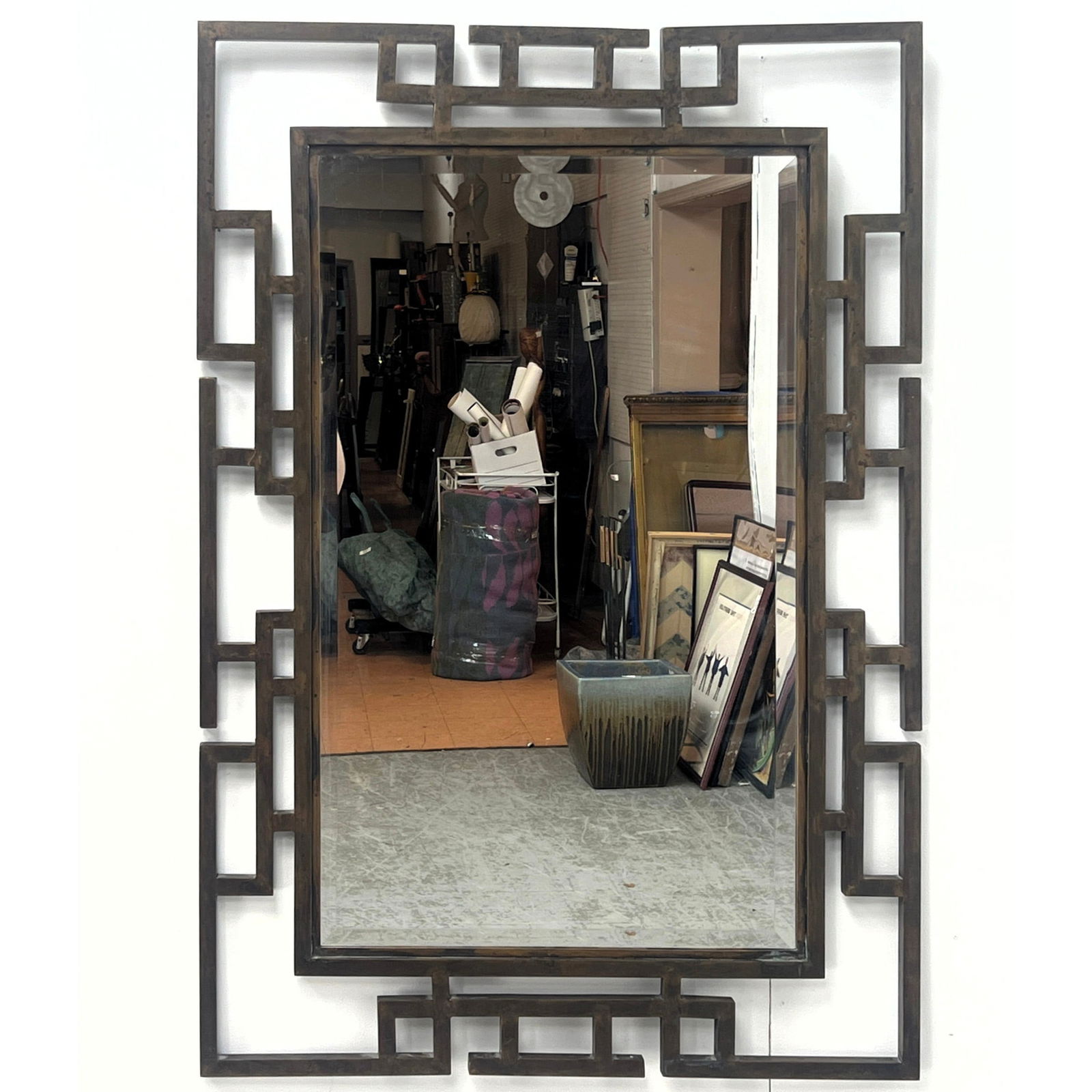 Bronze Decorator Wall Mirror in the Manner of Phillip and Kelvin Laverne. (1 of 10)