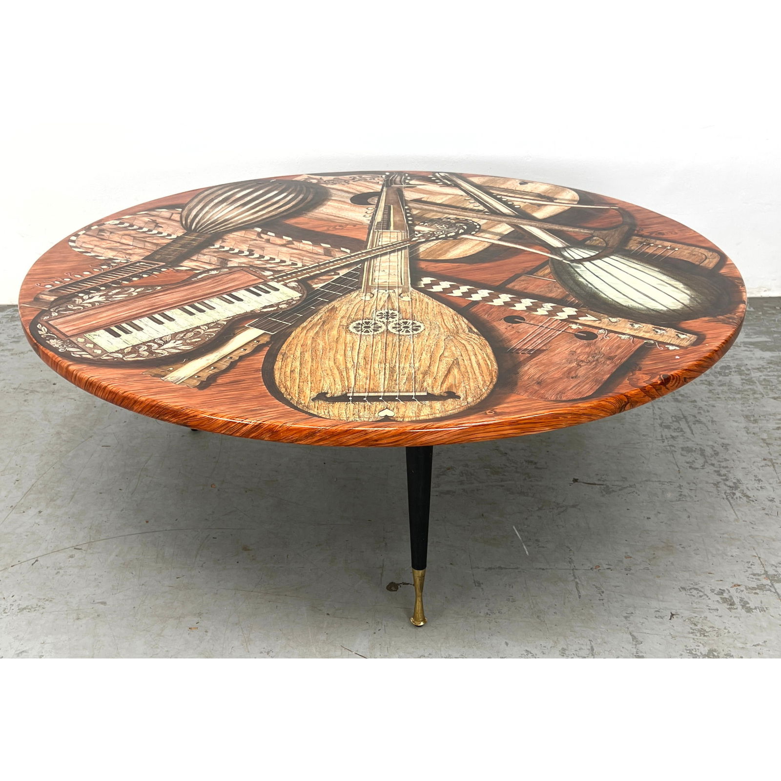 PIERO FORNASETTI Milano Italian Musical Instrument Table. 44" Diameter Coffee Cocktail Table Top. Ma (1 of 10)
