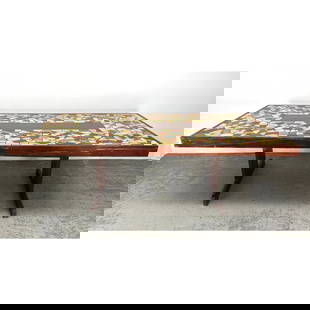 Extra Large Dining Table with Mosaic Tile Design.: Extra Large Dining Table with Mosaic Tile Design. Dimensions: Height: 30 inches, Width: 92 inches, Depth: 46 inches. --- - We offer curbside delivery for most items to NYC, Manhattan, Close Brooklyn,