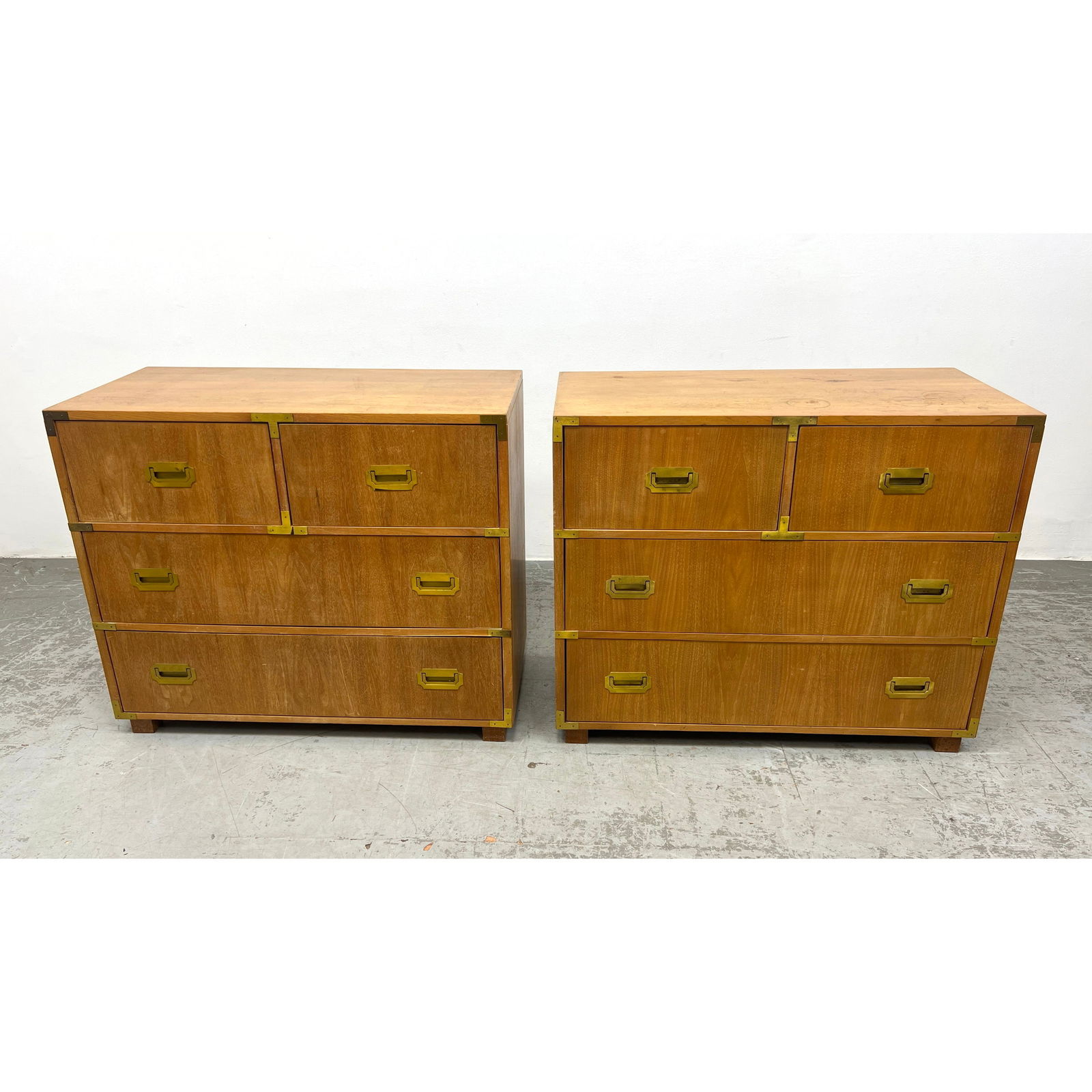 Pair Campaign Style 4 drawer Dresser Chests. (1 of 14)