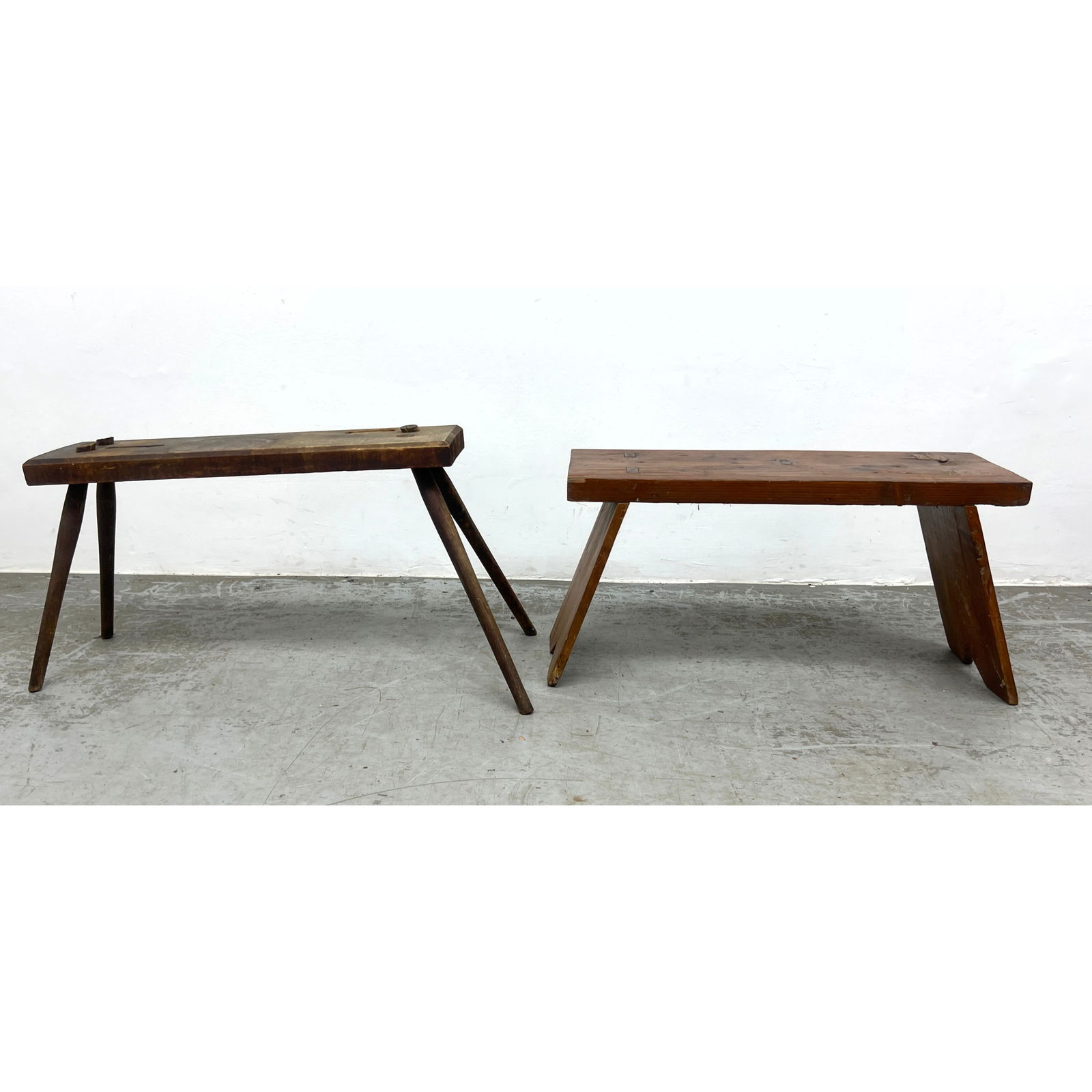 2pcs Rustic Primitive Table Benches. Cobblers and Exposed tenon stool. (1 of 16)