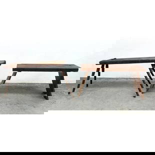 2pcs Rustic Primitive Table Benches. Cobblers and Exposed tenon stool.: 2pcs Rustic Primitive Table Benches. Cobblers and Exposed tenon stool. Dimensions: Height: 15.5 inches, Width: 30 inches, Depth: 11 inches. --- - We offer curbside delivery for most items to NYC, Manh