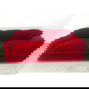 Edra Red Velvet Topolone Sofa Couch. Valerio Mazzei.: Edra Red Velvet Topolone Sofa Couch. Valerio Mazzei. Dimensions: Height: 27 inches, Width: 86 inches, Depth: 41 inches. - Seat Height: 17 inches --- - We offer curbside delivery for most items to NYC,