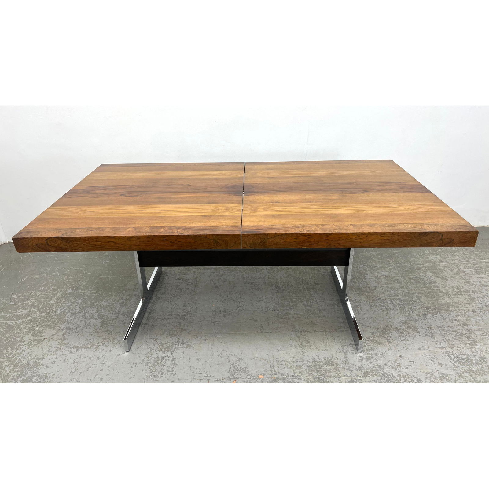 Baughman Style Mid Century Chrome Base Trestle Dining Table (1 of 17)