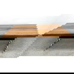 Baughman Style Mid Century Chrome Base Trestle Dining Table: Baughman Style Mid Century Chrome Base Trestle Dining Table Dimensions: Height: 29.5 inches, Width: 72 inches, Depth: 39 inches. --- - We offer curbside delivery for most items to NYC, Manhattan, Clos