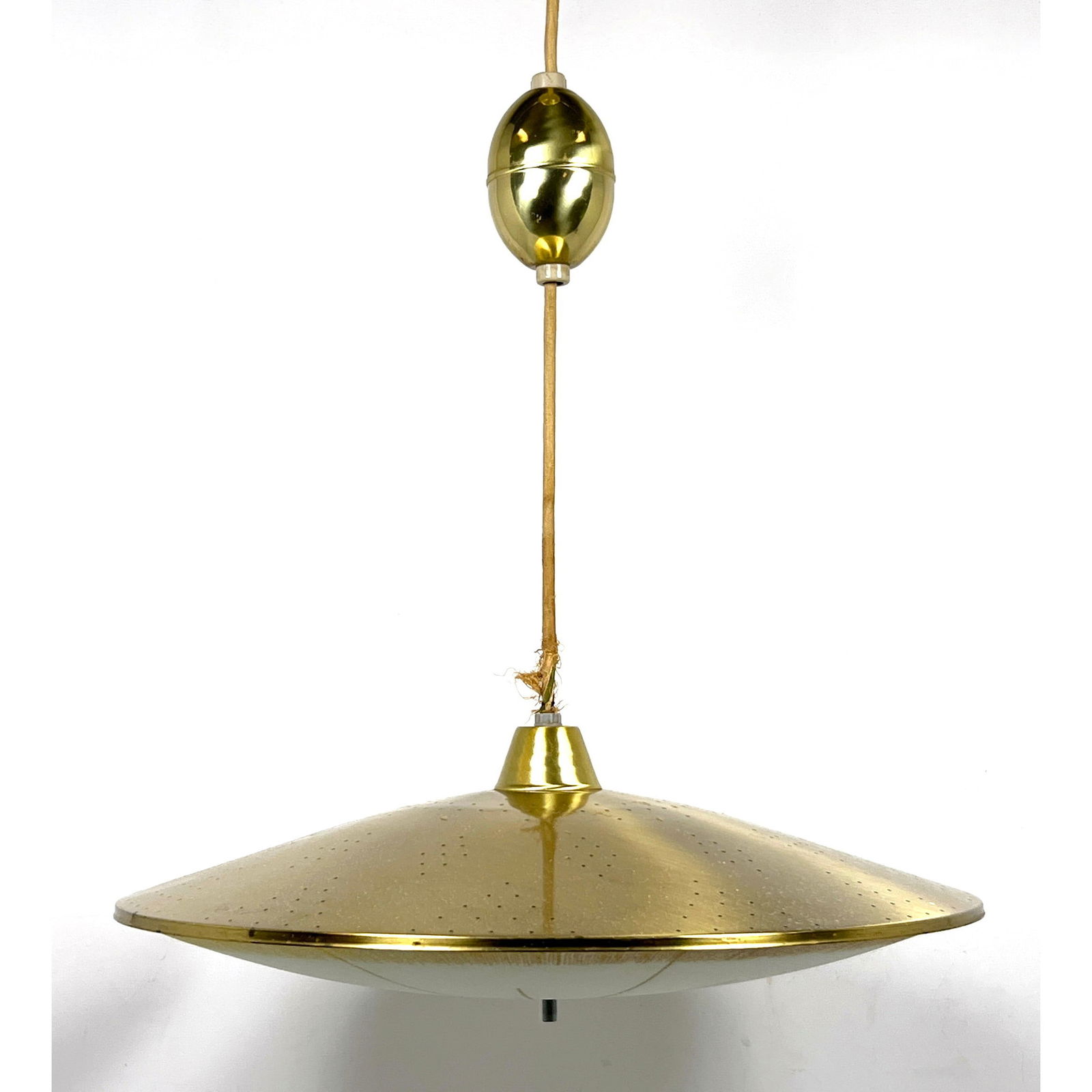 Lightolier Adjustable Height Saucer Pendant Lamp, Gerald Thurston Style (1 of 11)