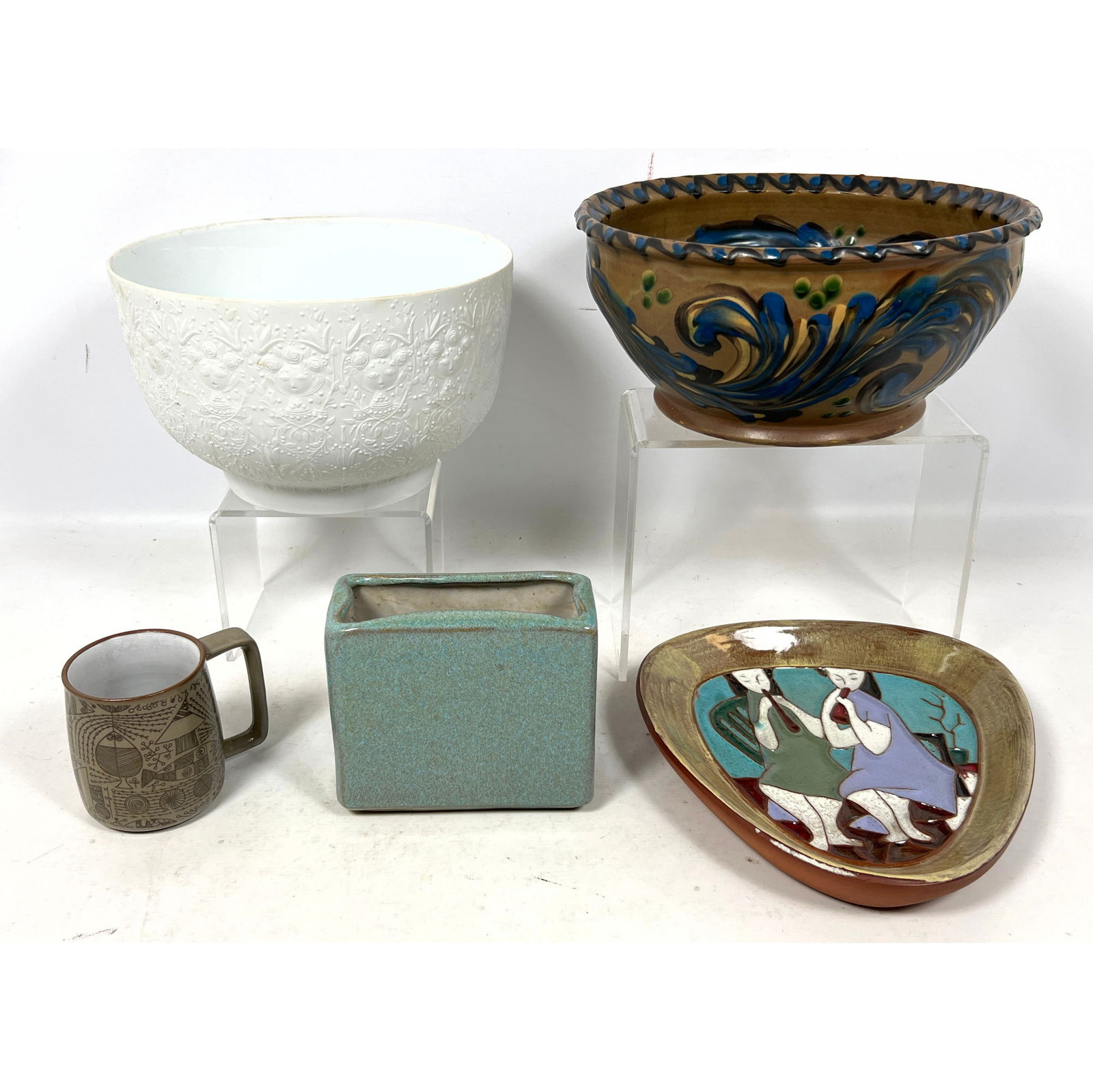 5pcs Art Pottery. Bjorn Wiinblad, Kahler Danmark, Harris Strong, Glidden, 60 (1 of 18)