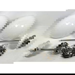 Mid Century Modern Chrome and White Glass Ceiling Fixture Lights. Glass Balls.: Mid Century Modern Chrome and White Glass Ceiling Fixture Lights. Glass Balls. Dimensions: Height: 32 inches, Width: 11.5 inches, Depth: 11.5 inches. --- - We offer curbside delivery for most items to