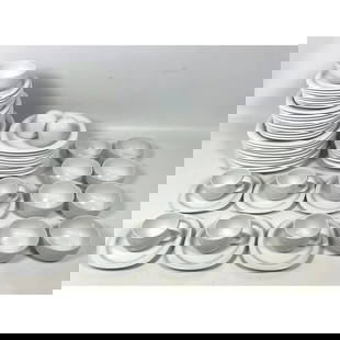 61pc Rosenthal Studio Porcelain China Dish set. Dishes.- Manufacturer: Rosenthal Studio Pattern:: 61pc Rosenthal Studio Porcelain China Dish set. Dishes.- Manufacturer: Rosenthal Studio Pattern: Total Piece count: 61 - Material: Porcelain 6 - 2.75 inch Cups. 6 - 6 inch Saucers. 10 - 9.5 inch Dinne