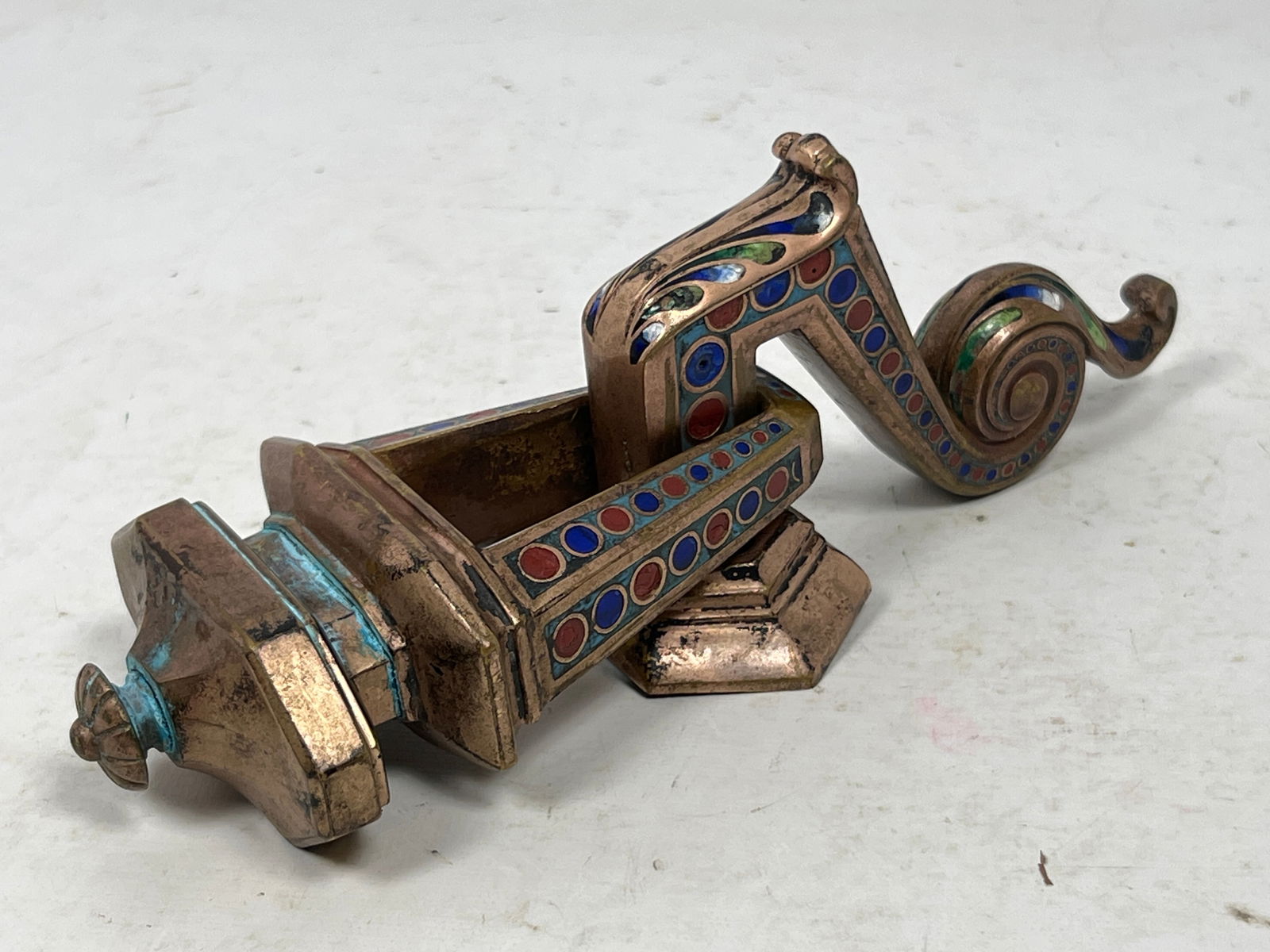 Vintage Enameled French Bronze Door Knocker. Elegant form. (1 of 10)