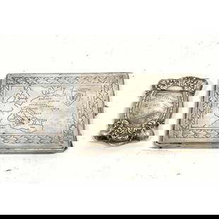 2pcs Antique Silver.  Sterling match safe.  800 Silver Cigarette Case.: 2pcs Antique Silver. Sterling match safe. 800 Silver Cigarette Case. Dimensions: Height: 4.25 inches, Width: 3 inches, Depth: .25 inches. - Additional Dimensions: Smaller H: 2.5 inches, W: 1.75 inches