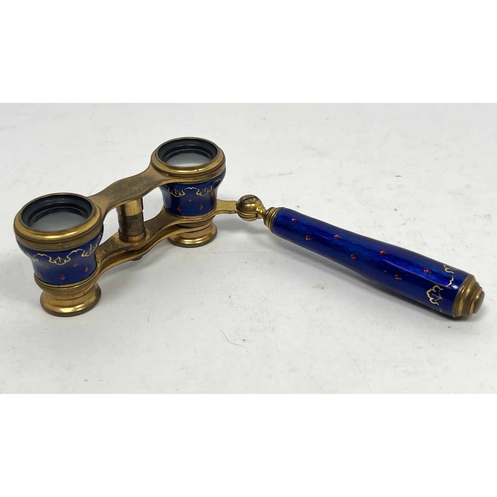 French Enamel and Brass Opera glasses with Handle. (1 of 12)