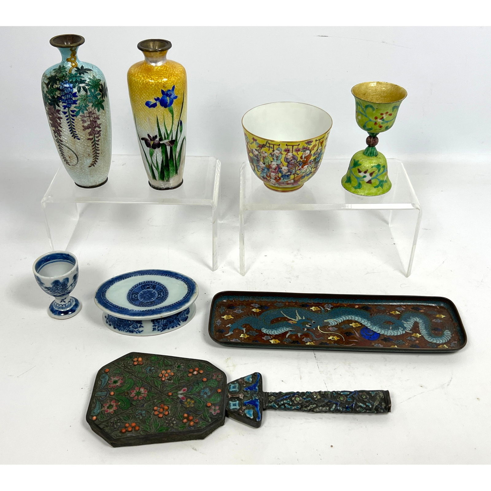 8pcs Asian Lot.  Japanese Cloisonne, Chinese soft paste porcelain. etc. (1 of 20)