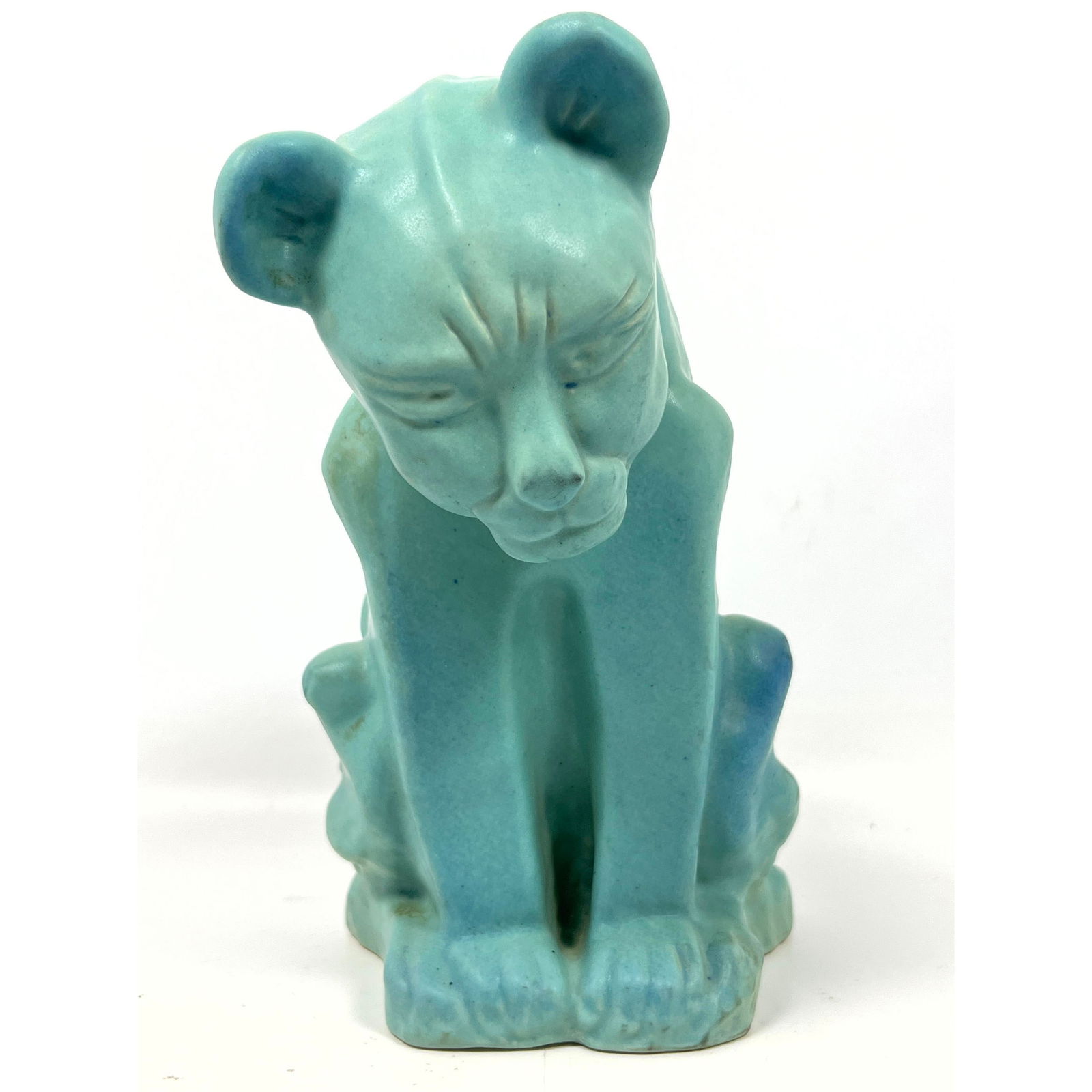 VAN BRIGGLE Glazed Pottery Chimney Cat Lion Figure. Sculpture. Signed, Colo Springs. Gargoyle. (1 of 10)