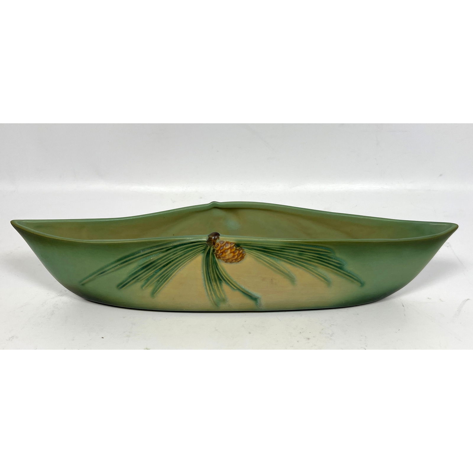 Roseville pottery planter. Green Pine Cone. Marked: #431-15". (1 of 10)