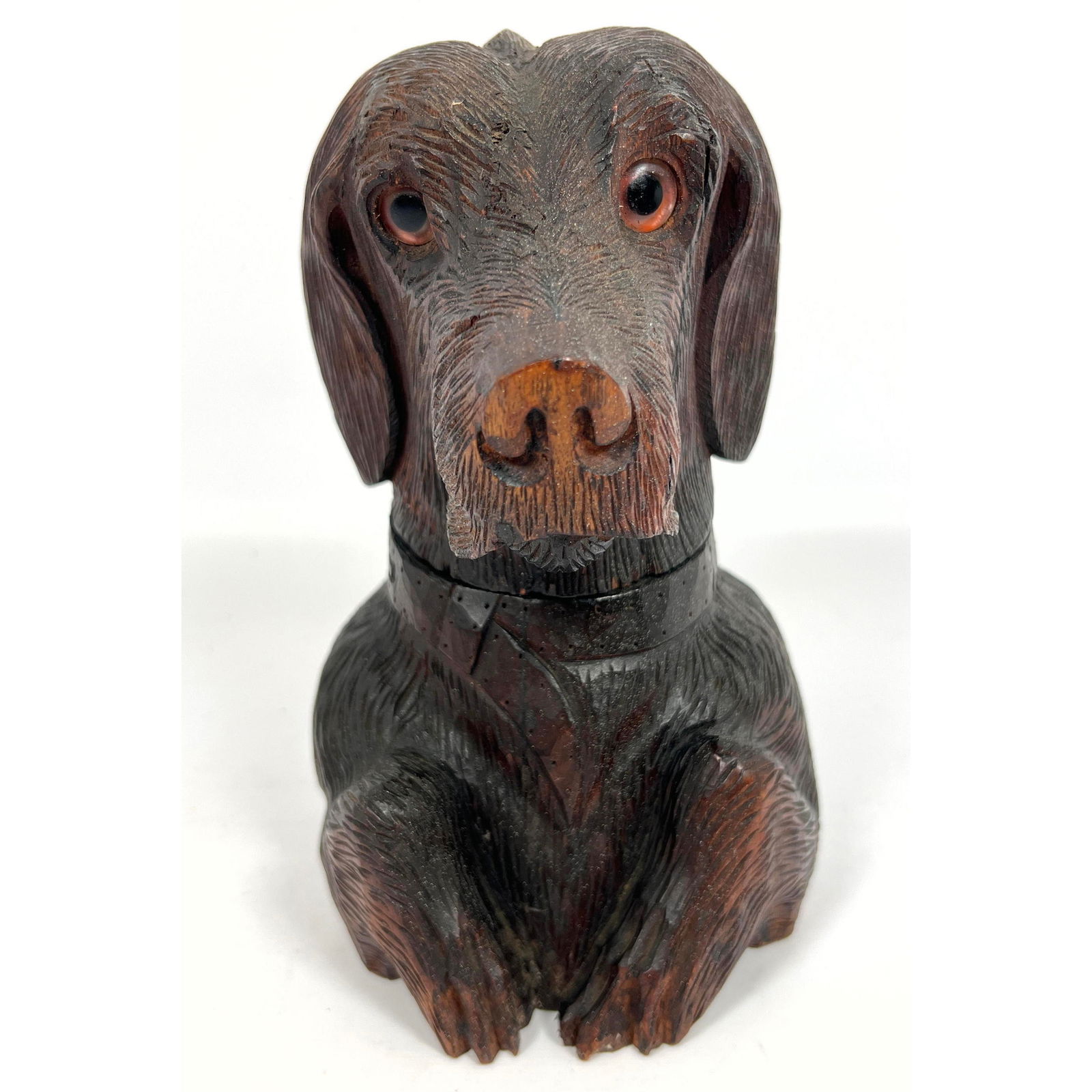 Vintage Carved Wood Dog Inkwell. No liner.: Vintage Carved Wood Dog Inkwell. No liner. Dimensions: Height: 9.5 inches, Width: 5 inches, Depth: 6.5 inches. --- US Packing and Shipping charge: In house shipping available. Will be calculated once