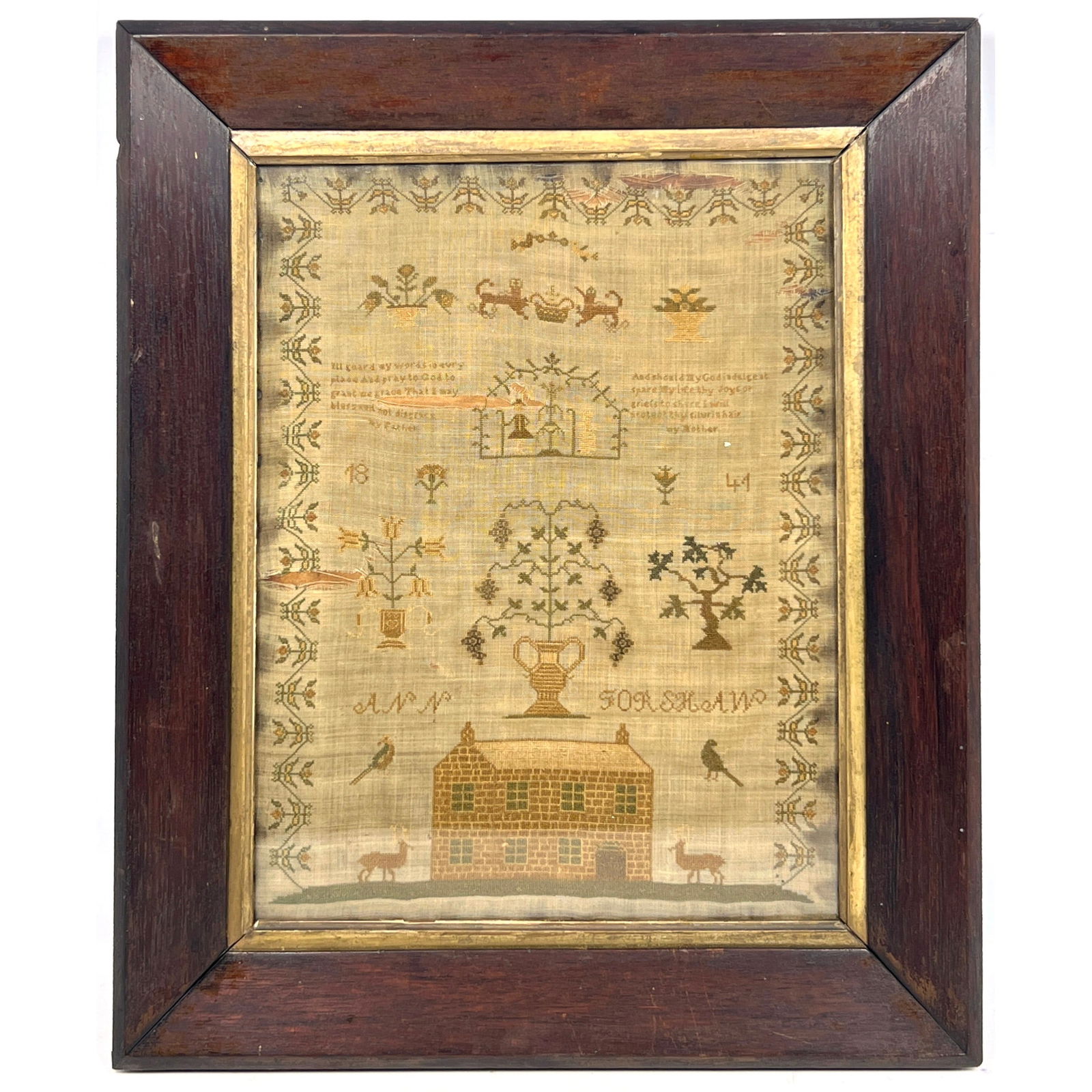 1841 Ann Forshaw Needle Sampler. Needlework. (1 of 9)