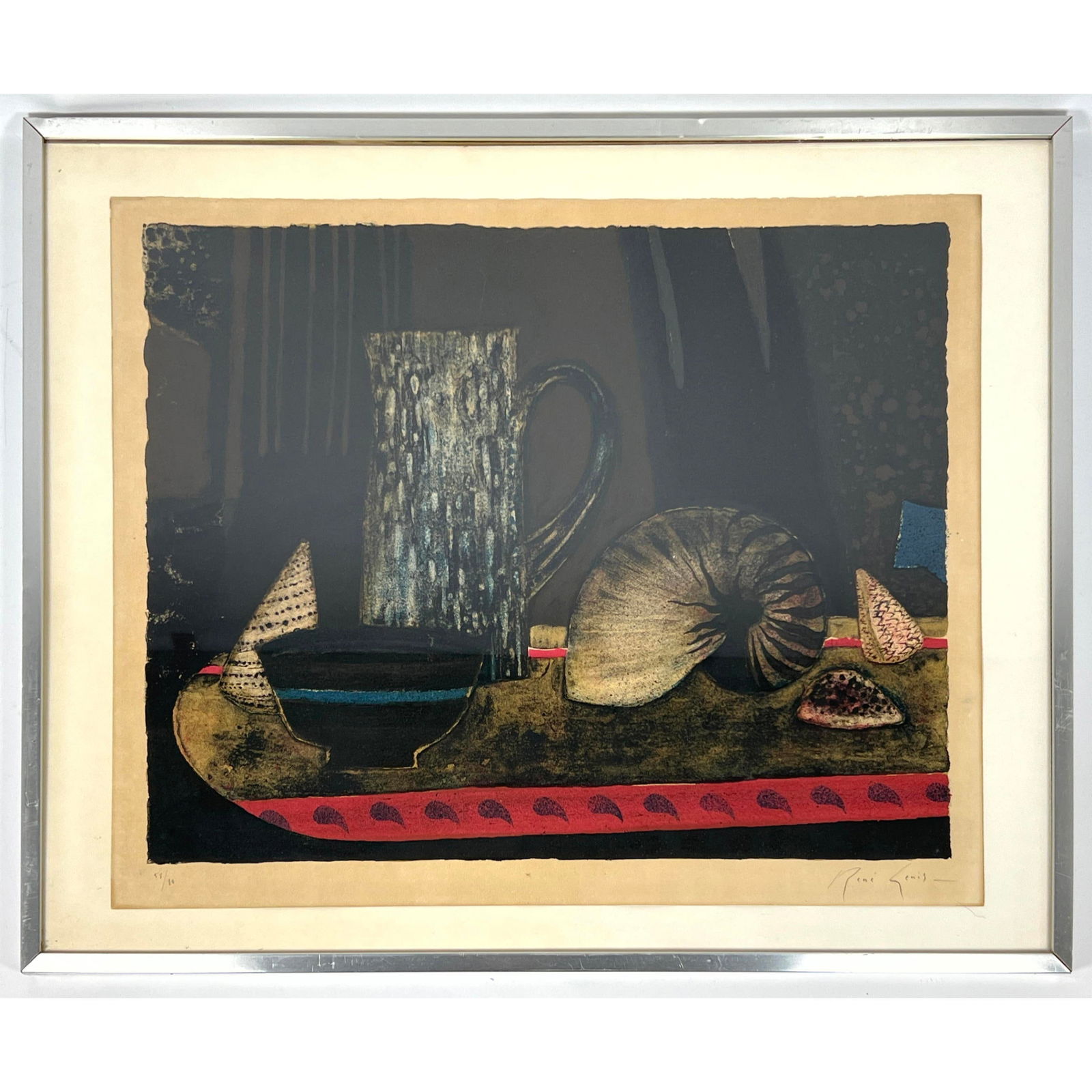 Signed Rene Genis Color Lithograph Print. 58/80 (1 of 8)