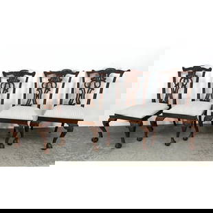Set 4 Ethan Allen Ball and Claw Mahogany Dining Chairs.: Set 4 Ethan Allen Ball and Claw Mahogany Dining Chairs. Dimensions: Height: 40 inches, Width: 23 inches, Depth: 20.5 inches. - Seat Height: 19 inches --- - We offer curbside delivery for most items to