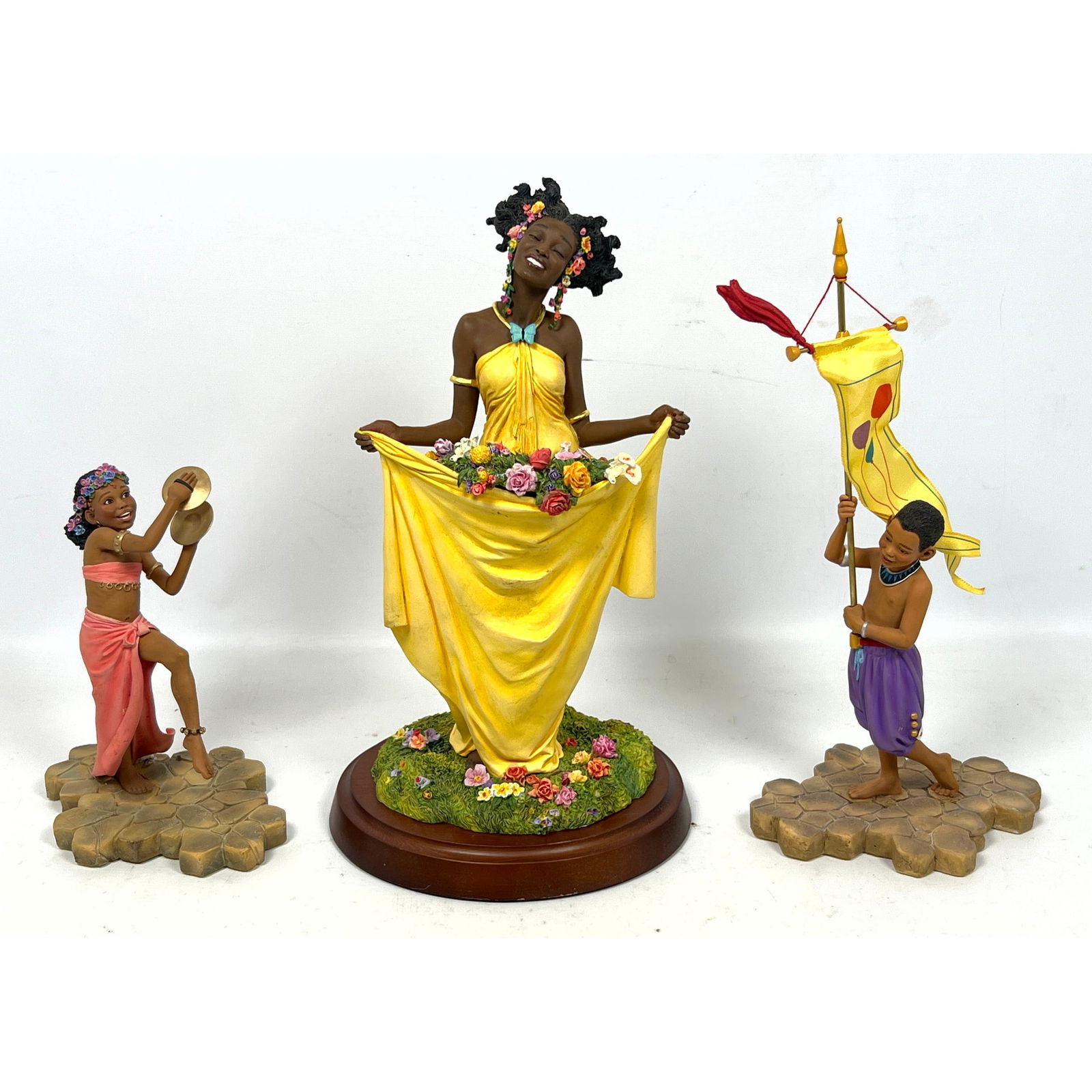 3pc THOMAS BLACKSHEAR Ebony Visions. Table Sculptures. Spring, Skeeter, Gypsy. (1 of 13)