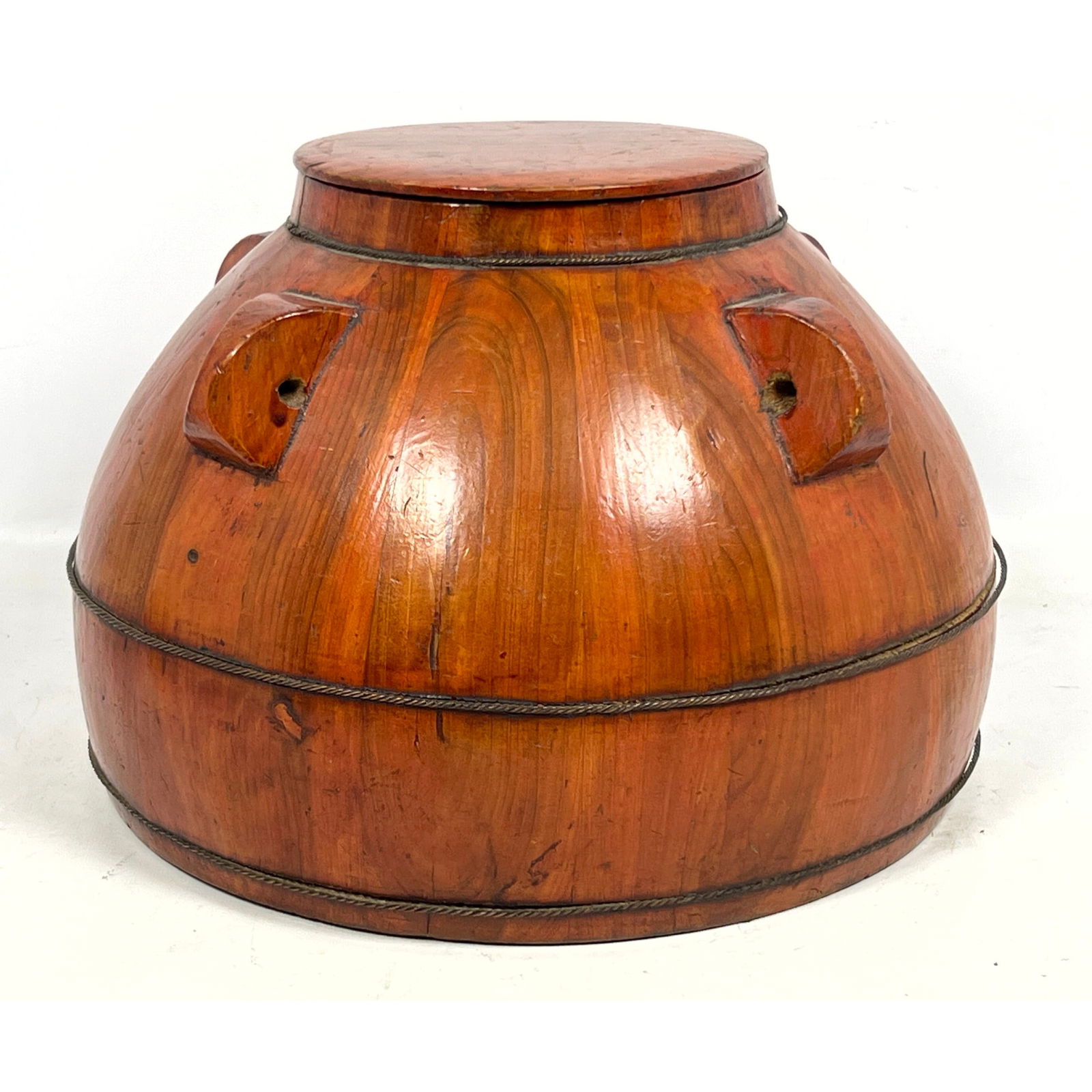 Vintage Asian Wood Rice Food Storage Container. (1 of 12)