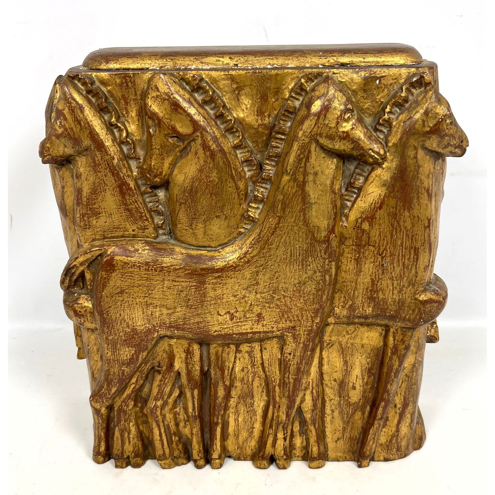 Artisan Made Frieze of Horses.  Wall Hanging. Gilt carved wood. (1 of 9)