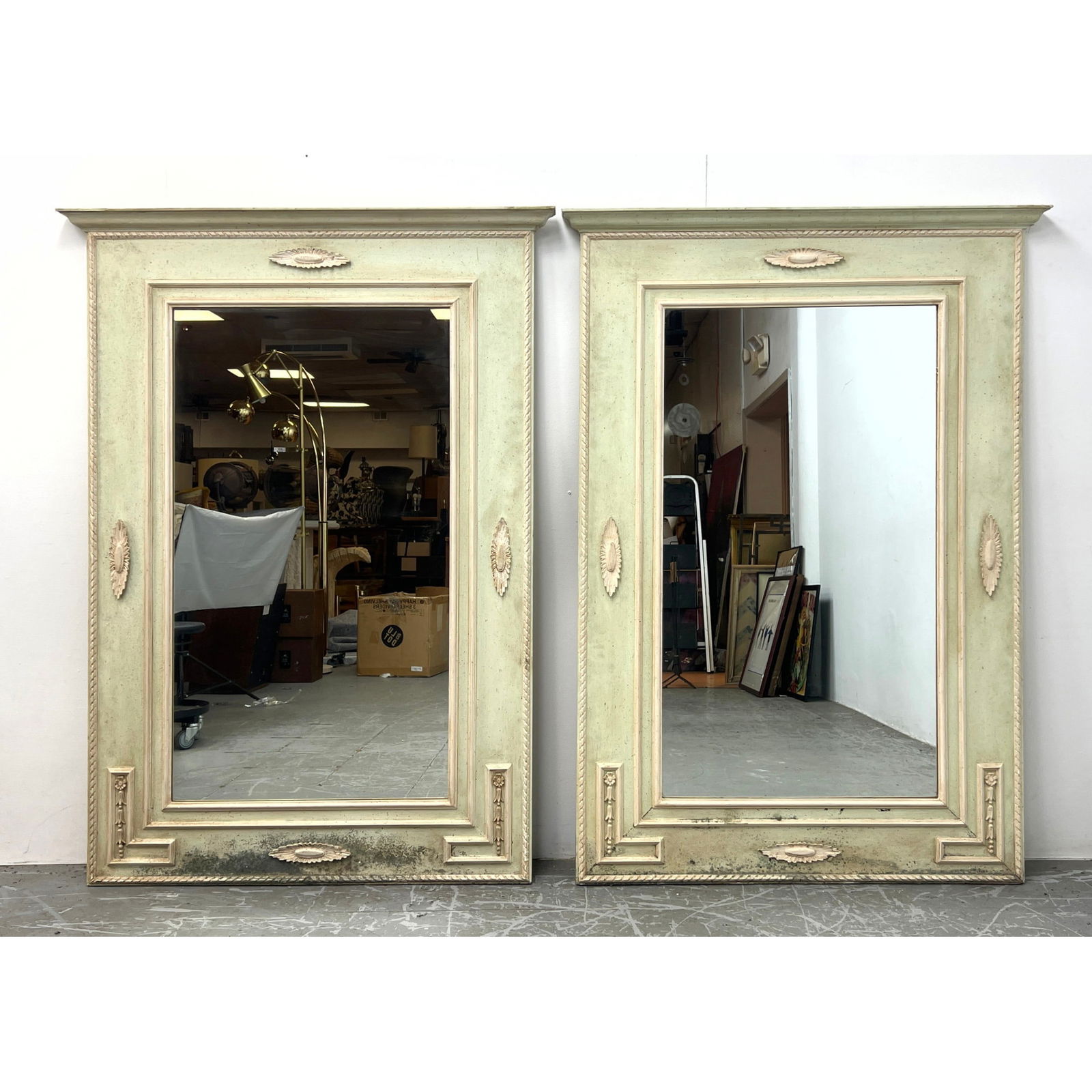 2pc Federal style Painted Decorative Framed Mirrors. Antiqued paint finish. (1 of 17)