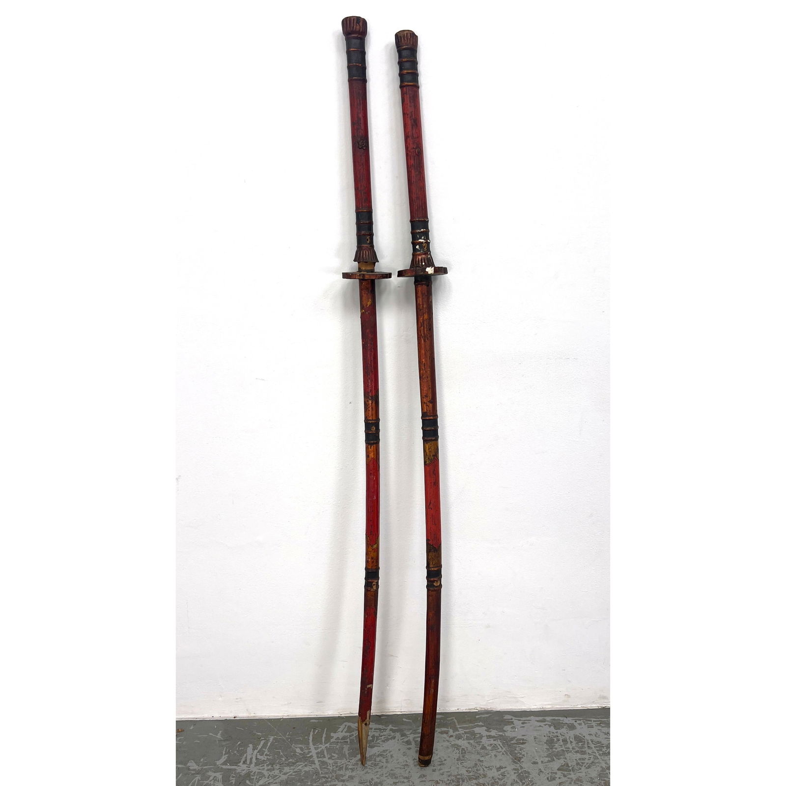 2pcs Asian Wood practice Display Swords. Lacquer finish. As f (1 of 15)