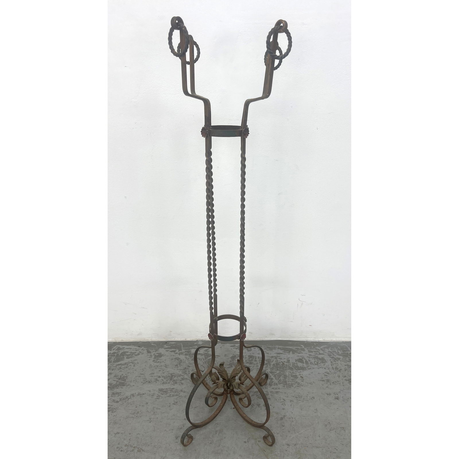 Vintage Wrought Iron Plant Stand. Highly decorative base with leaf elements. (1 of 8)