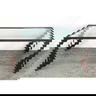 Custom Angle Iron Coffee Table with Inset Glass.: Custom Angle Iron Coffee Table with Inset Glass. Dimensions: Height: 16 inches, Width: 24 inches, Depth: 36 inches. --- - We offer curbside delivery for most items to NYC, Manhattan, Close Brooklyn, H