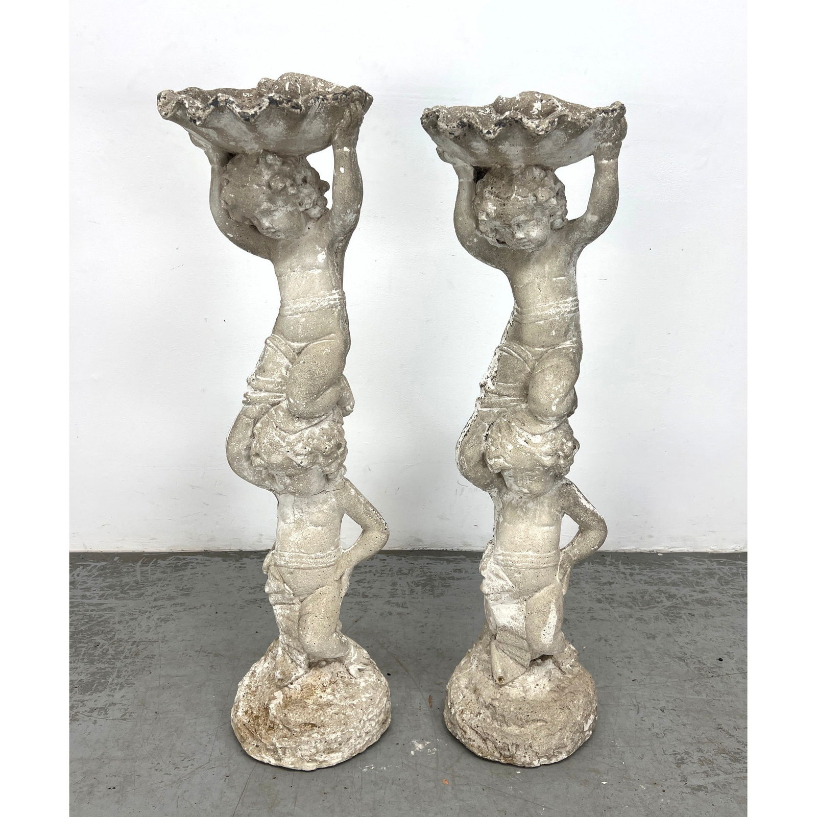 Pair Cast Stone Figural Planter Fern Stands. (1 of 15)
