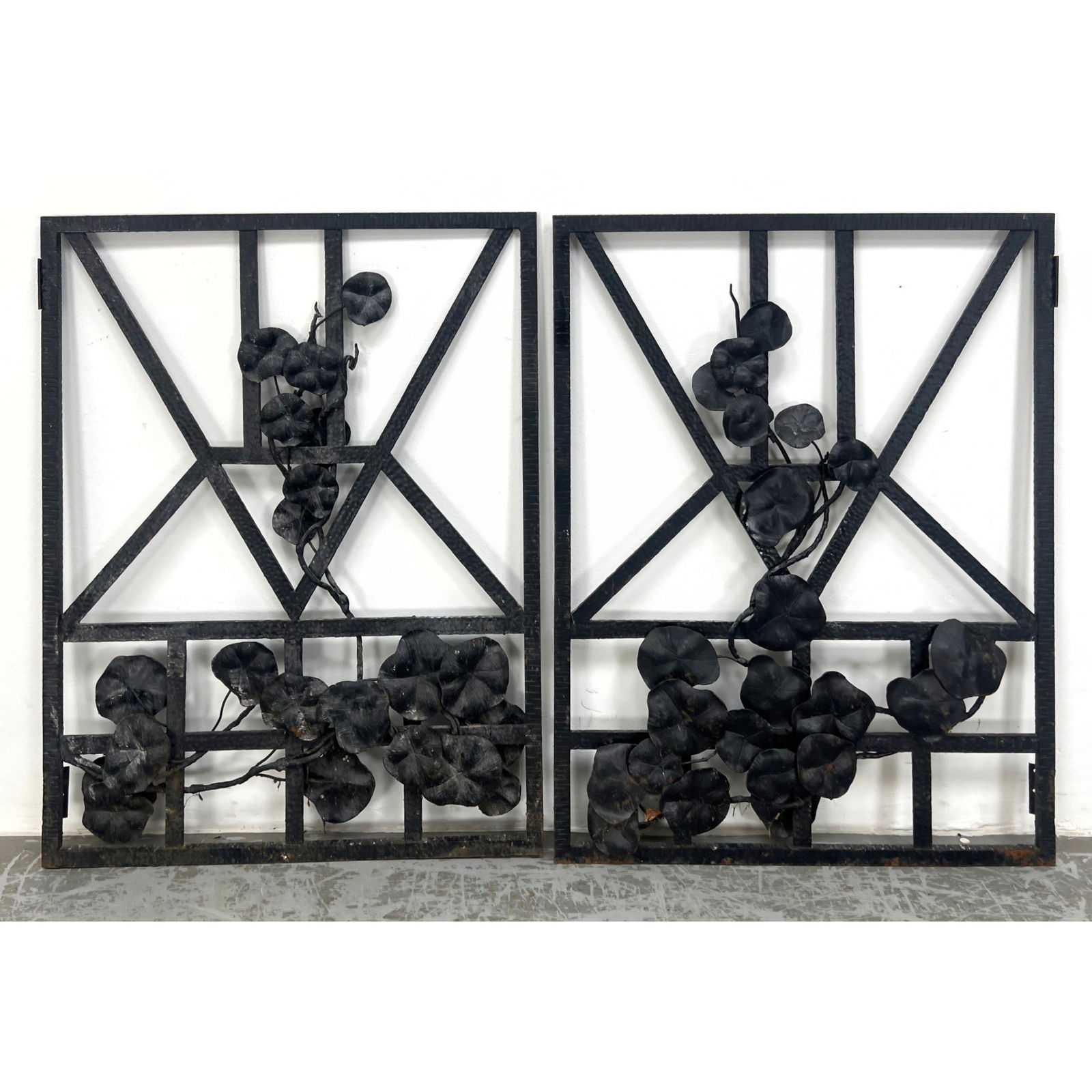 Pair Custom Artisan Iron Gates. Nasturtium. French Deco Style. (1 of 15)