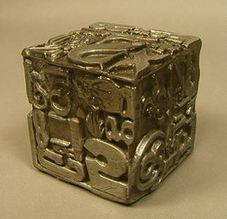 Sheldon Rose Alphasculp Cube. Metal.: Sheldon Rose Alphasculp Cube. Metal.-- Dimensions: H: 4 inches: W: 4 inches --- US Shipping charge: $14