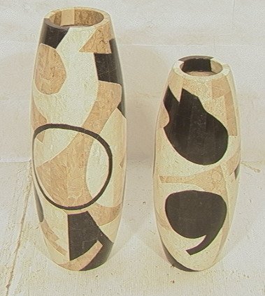 Pr MAITLAND SMITH style Stone Floor Vases. Stone: Pr MAITLAND SMITH style Stone Floor Vases. Stone veneer on fiberglass form. -- Dimensions: H: 30.5 inches: W: 10.5 inches ---